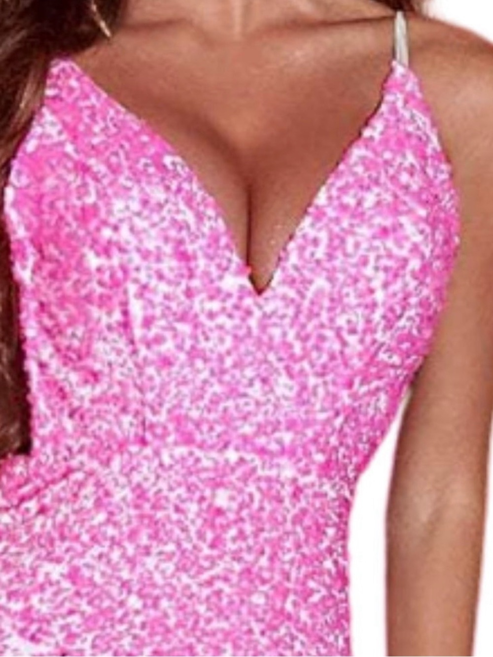 Portia and Scarlett Pink Sequin V-Neck Bodycon Dress - Picture 3 of 6